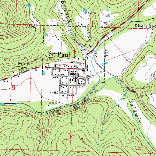 Topographic Map of Saint Paul Elementary School, AR