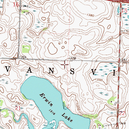 Topographic Map of Township of Evansville, MN