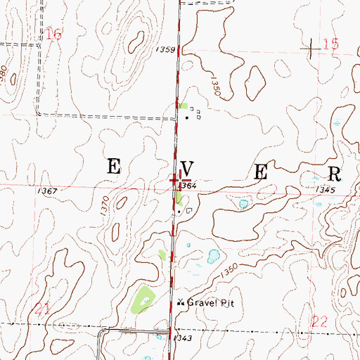 Topographic Map of Township of Everts, MN