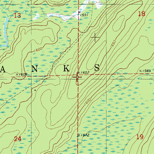 Topographic Map of Township of Fairbanks, MN