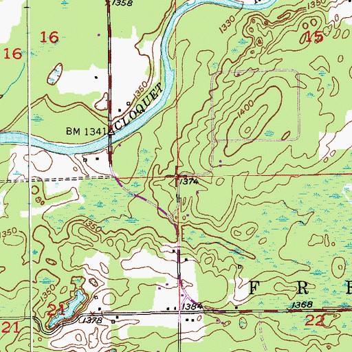 Topographic Map of Township of Fredenberg, MN