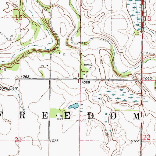Topographic Map of Township of Freedom, MN