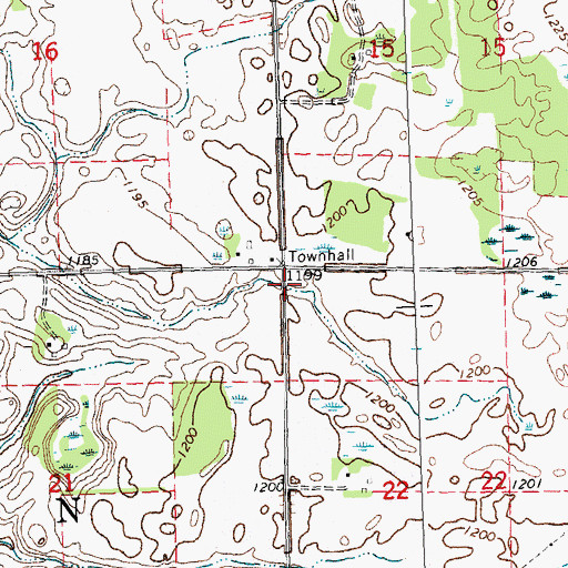 Topographic Map of Township of Garden, MN