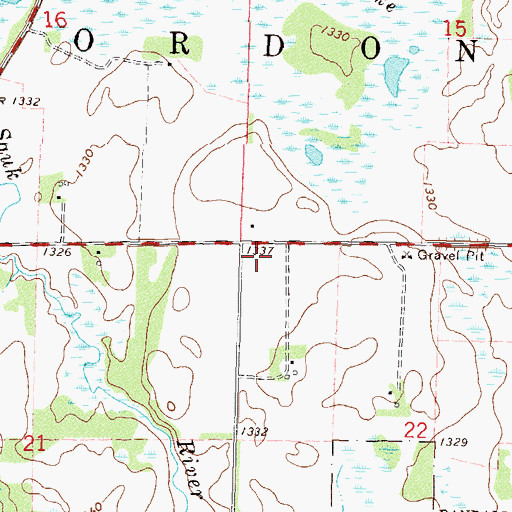 Topographic Map of Township of Gordon, MN