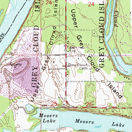 Topographic Map of Township of Grey Cloud Island, MN