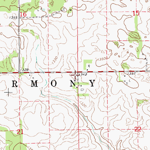 Topographic Map of Township of Harmony, MN