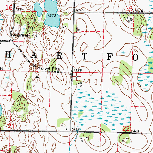 Topographic Map of Township of Hartford, MN