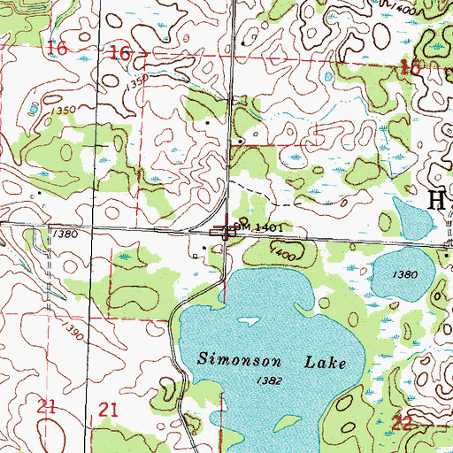 Topographic Map of Township of Heier, MN