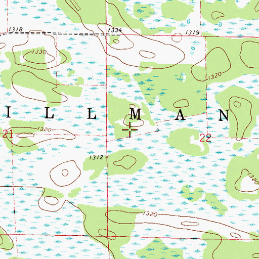 Topographic Map of Township of Hillman, MN