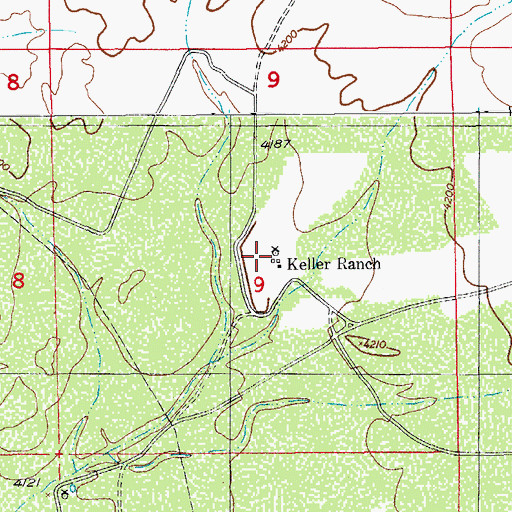 Topographic Map of Keller Ranch, AZ