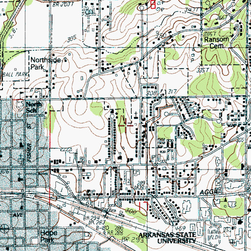 Topographic Map of Township of Jonesboro, AR