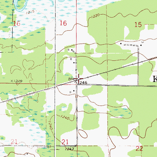 Topographic Map of Township of Kimberly, MN