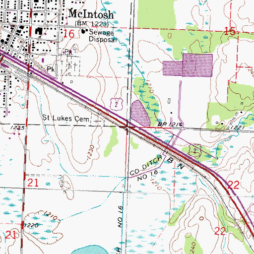 Topographic Map of Township of King, MN