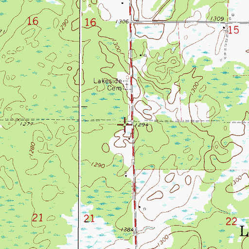 Topographic Map of Township of Lakeside, MN