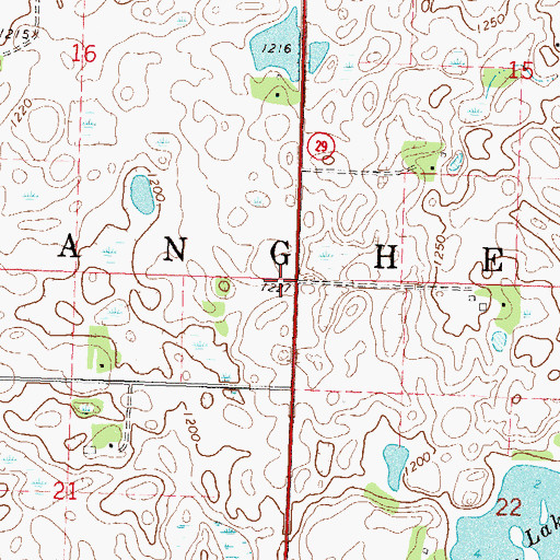 Topographic Map of Township of Langhei, MN