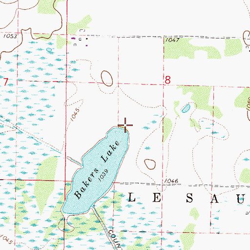 Topographic Map of Township of Le Sauk, MN