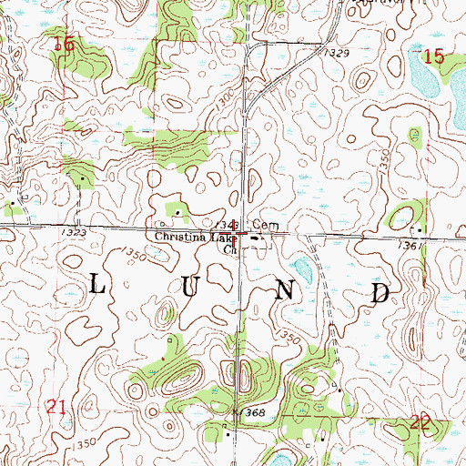 Topographic Map of Township of Lund, MN