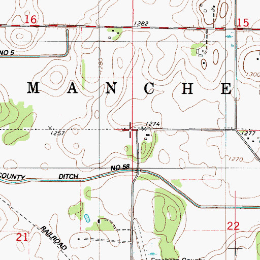 Topographic Map of Township of Manchester, MN