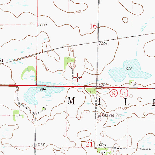Topographic Map of Township of Milford, MN