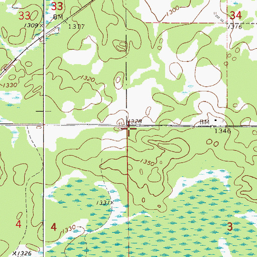 Topographic Map of Township of Millward, MN