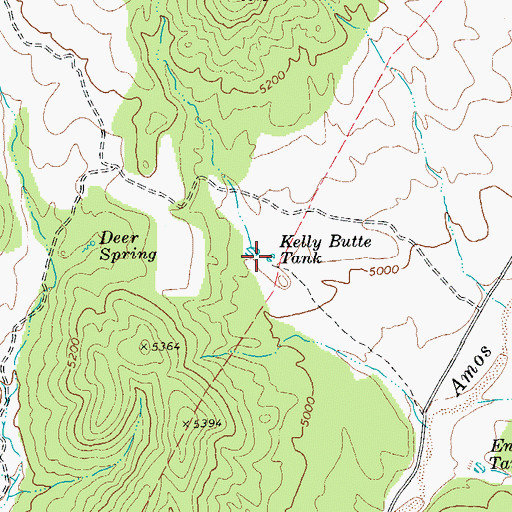 Topographic Map of Kelly Butte Tank, AZ