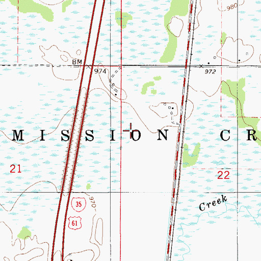 Topographic Map of Township of Mission Creek, MN