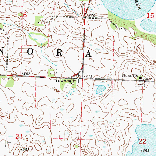 Topographic Map of Township of Nora, MN