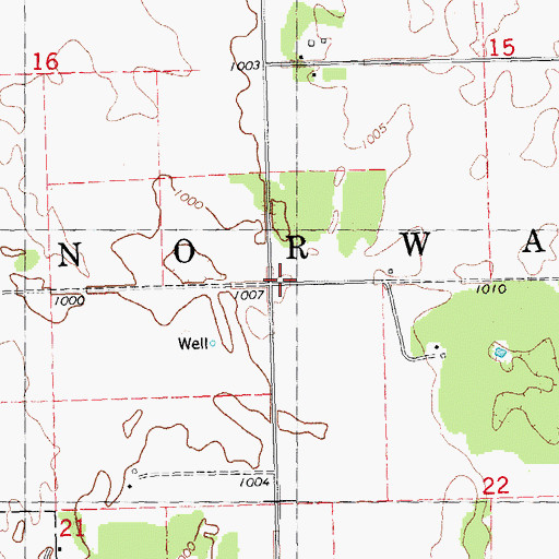 Topographic Map of Township of Norway, MN