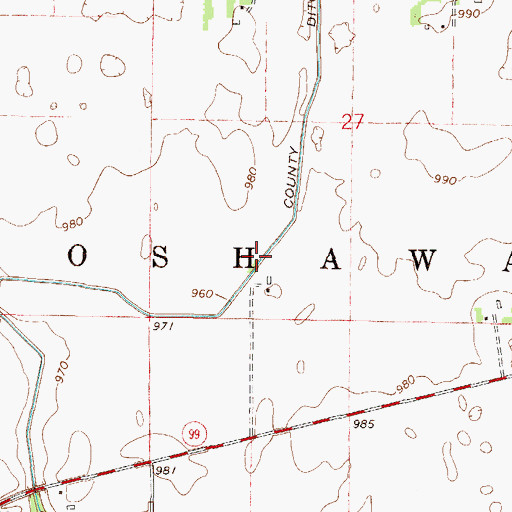 Topographic Map of Township of Oshawa, MN