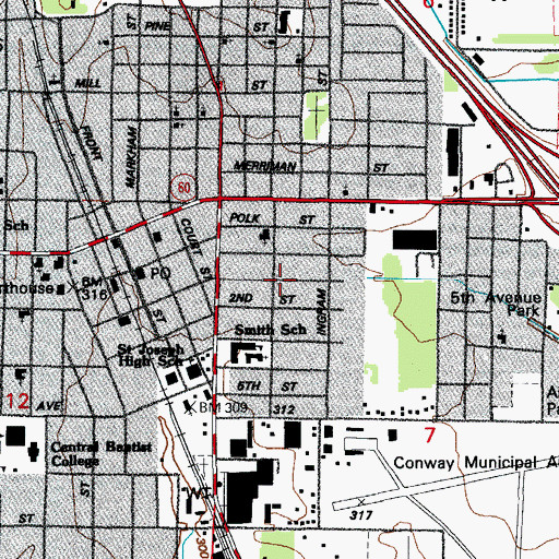Topographic Map of Township of Cadron, AR