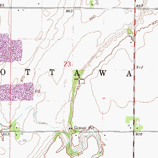 Topographic Map of Township of Ottawa, MN