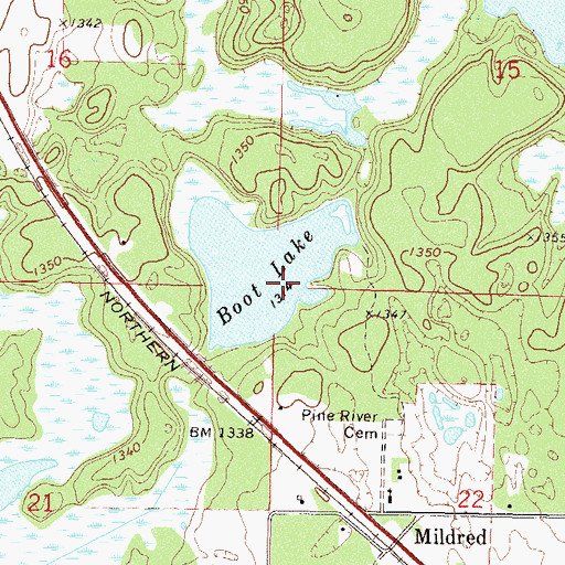 Topographic Map of Township of Pine River, MN