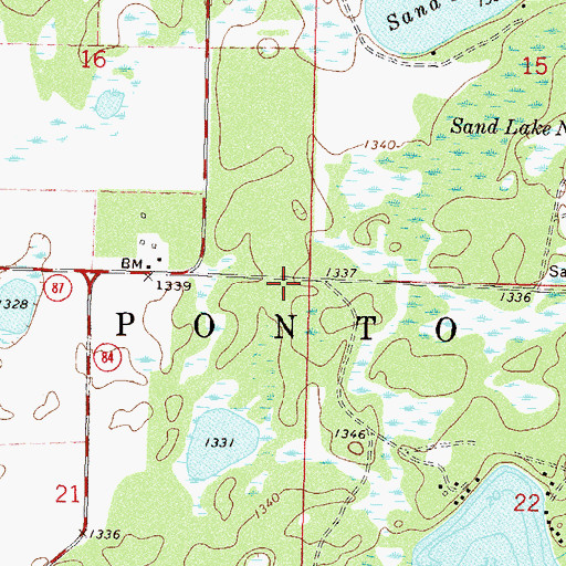 Topographic Map of Township of Ponto Lake, MN