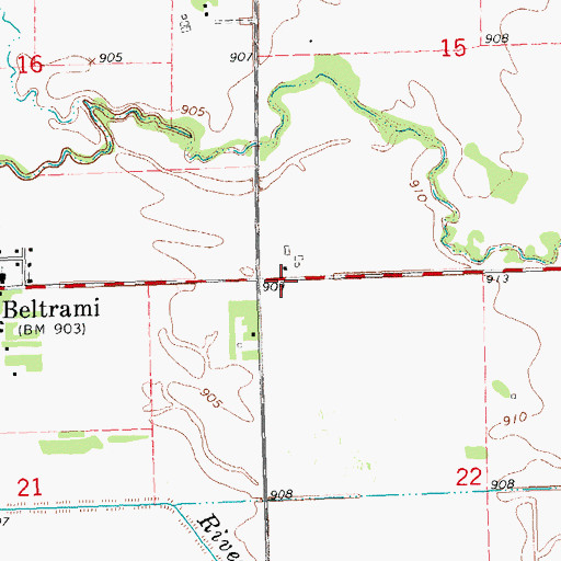 Topographic Map of Township of Reis, MN