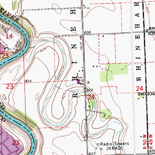 Topographic Map of Township of Rhinehart, MN