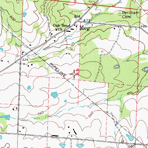 Topographic Map of Township of Barham, AR