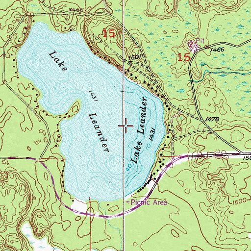 Topographic Map of Unorganized Territory of Sand Lake, MN