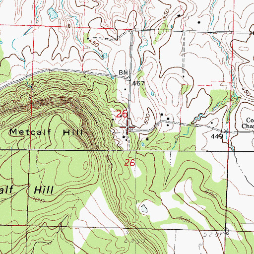 Topographic Map of Township of Six Mile, AR