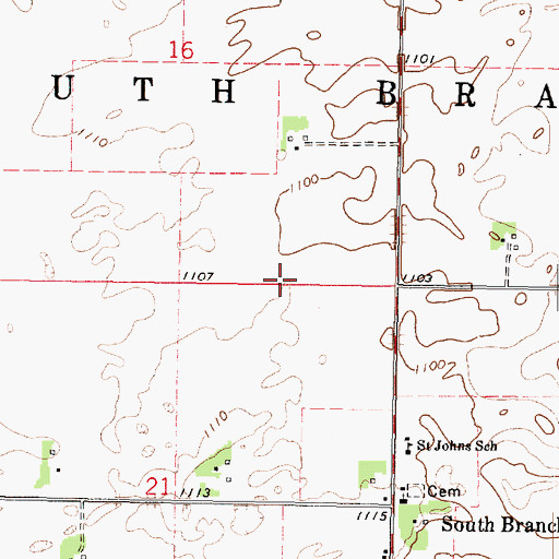 Topographic Map of Township of South Branch, MN