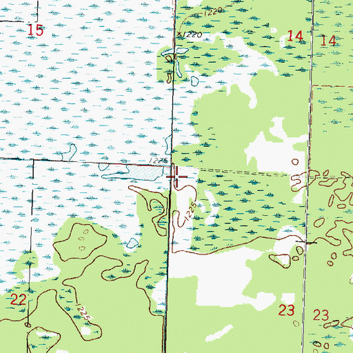 Topographic Map of Unorganized Territory of Southeast Roseau, MN