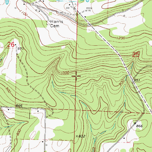 Topographic Map of Township of Watalula, AR