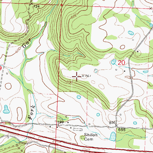Topographic Map of Township of White Oak, AR