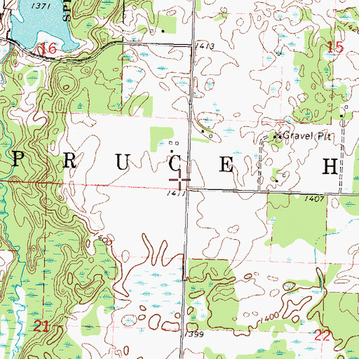 Topographic Map of Township of Spruce Hill, MN