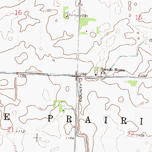 Topographic Map of Township of Swede Prairie, MN