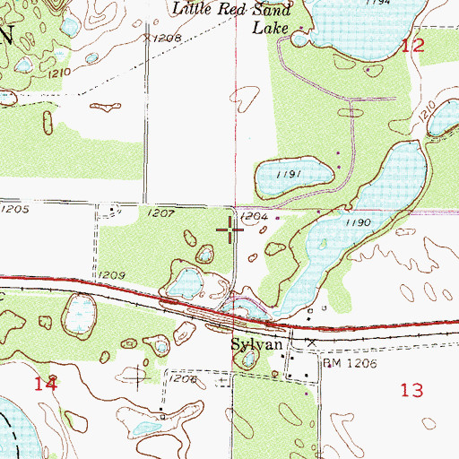 Topographic Map of Township of Sylvan, MN