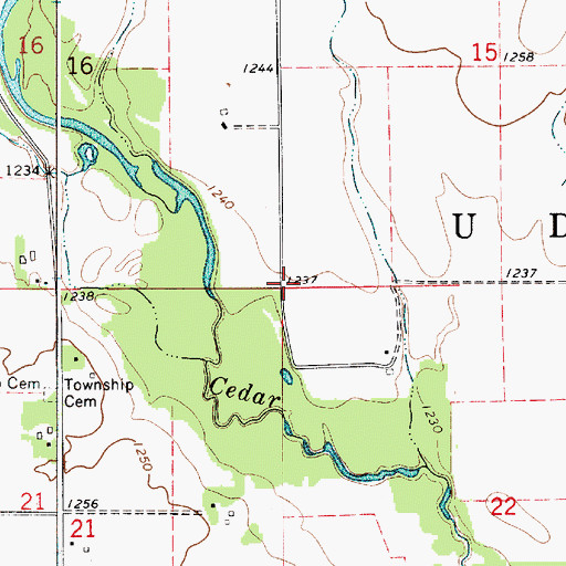 Topographic Map of Township of Udolpho, MN