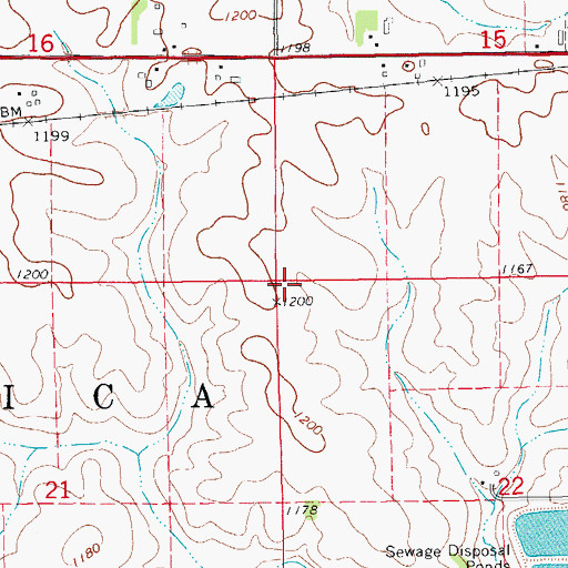 Topographic Map of Township of Utica, MN