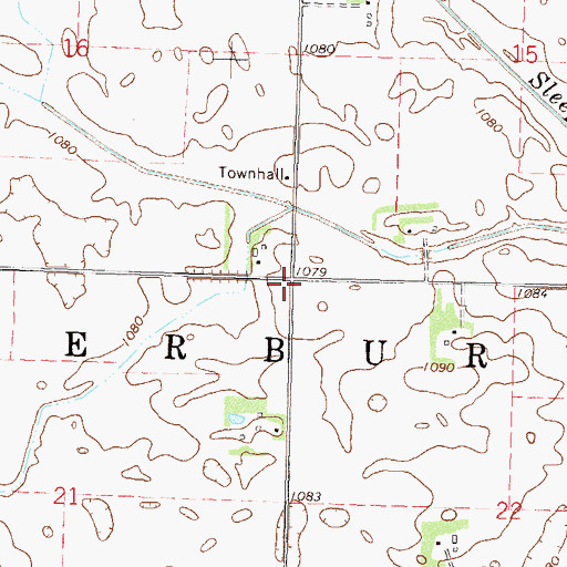 Topographic Map of Township of Waterbury, MN