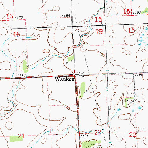 Topographic Map of Township of Waukon, MN