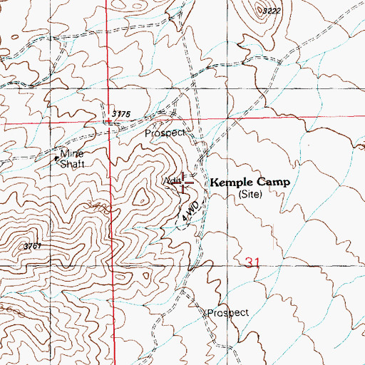 Topographic Map of Kemple Camp, AZ
